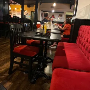 Red velvet seating