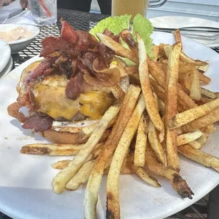 Bacon burger with egg added