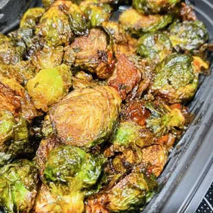 Soy Glazed Brussels Sprouts with Bacon
