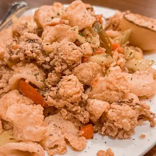 Pan-Fried Calamari with Hot Cherry Peppers