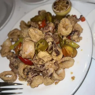 Pan-Fried Calamari with Hot Cherry Peppers