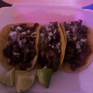 Carne asada tacos. Full of meat to our surprise!