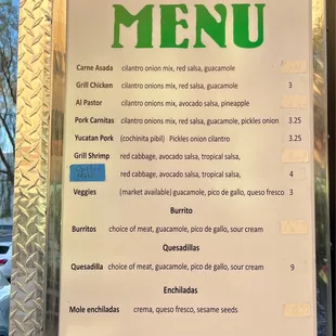 menu