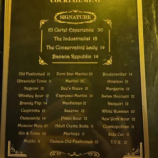 menu