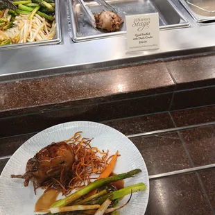 Stuffed quail and veggies: special of the month