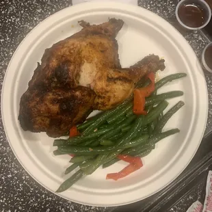 BBQ Chicken with green beans. $11.75