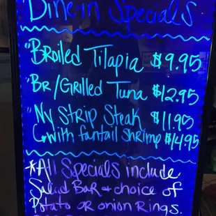 This weeks specials!!