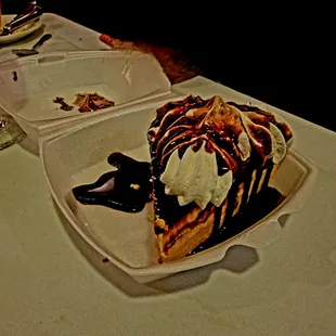 Peanut butter pie to go. Stuffed from a fabulous dinner