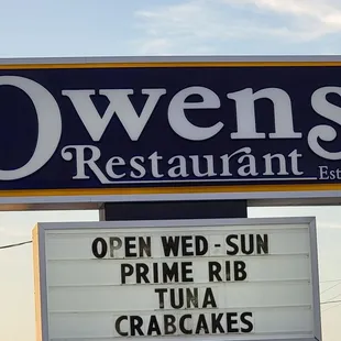 Sign outside of restaurant