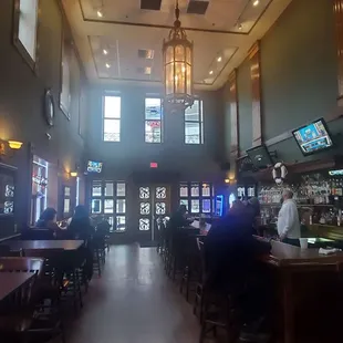 View of full bar area and dining