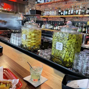 a variety of food items on the counter