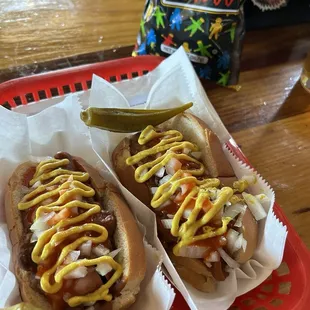 Vegan dogs with sides of beer and basketball.