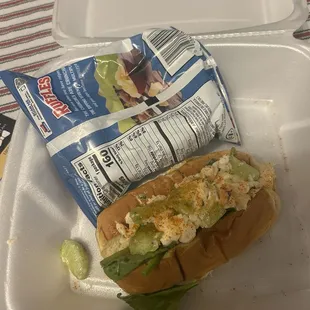 Lobster roll and chips