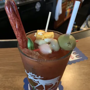 Sunday special, $1 xtra gets you all the fixins and I got homemade pepper infused vodka- yesss!