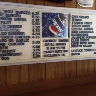 Caribou Tavern Menu