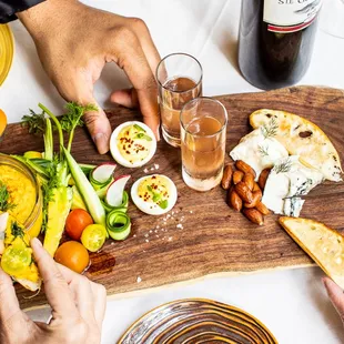 Texas Farms Board for one or two with local vegetable variations, raw, prepared, accompaniments