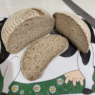 Gluten Free Garlic Sourdough, nicely baked. The Gluten Off bakery has the best gluten free breads I have ever tried.