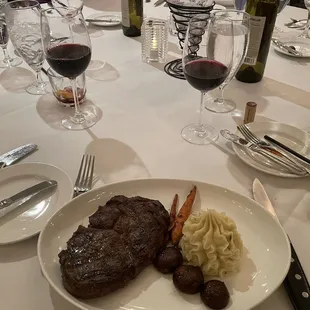 Ribeye steak and wine for all my friends