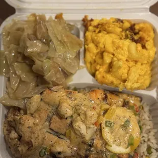 Creole Salmon with Mac &amp; Cheese and Yams