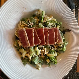 a plate of food with tuna