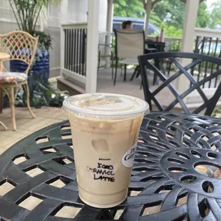 latte tucked in the back corner of the outside area