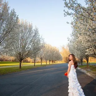 Bride at the entrance of The Carriage House