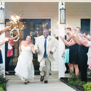Bride and groom sparklers.