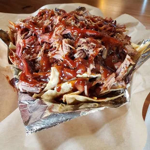 Cowboy Smoked Nachos with pulled pork