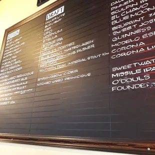 A listing of their Bottles,Drafts,and cans.