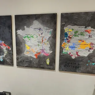 Wine country maps behind the counter