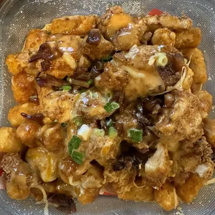 Tasty loaded chicken tots.