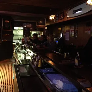 from the east, short end of the bar
