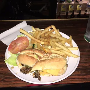 Tiny philly steak and cheese, but you&apos;re not coming here for the food anyway