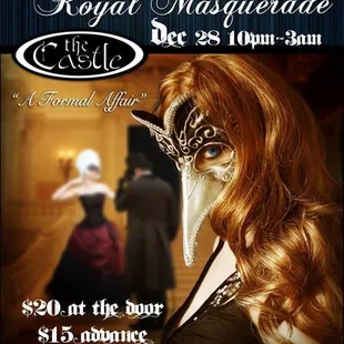 a woman in a mask and dress