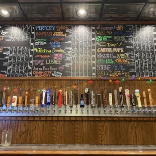 The taps and beer menu