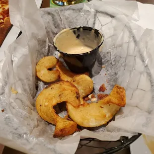 Some curly potatoes they have weird name for the. But good.