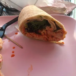 Buffalo chicken wrap (only 1/2 of it pictured)