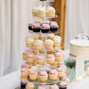 a tower of cupcakes