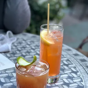 two drinks on a table
