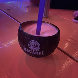 Frozen pina colada in a coconut