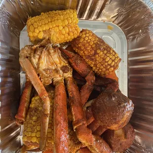 1lb snow crab with corn....med cajun seasoning