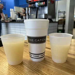 Enjoying our complimentary margaritas while waiting for our "to-go" order