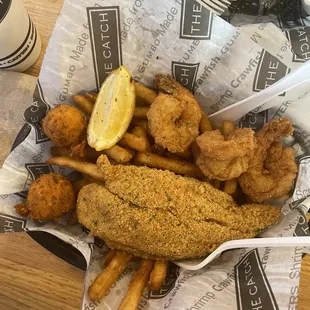 Jumbo Shrimp (3) &amp; Catfish (1)