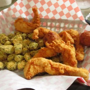 a basket full of fried food