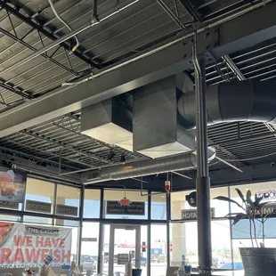 the ceiling of a restaurant