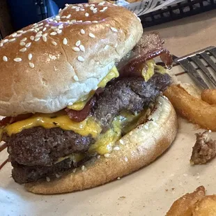 Burger was huge! Two patties