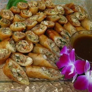 Kalua pig spring rolls with hoisin plum dipping sauce