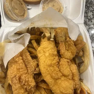 2pc fillets / 3pc shrimp with fries