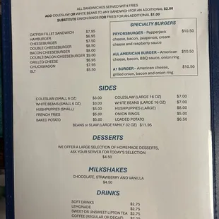 Sandwich menu