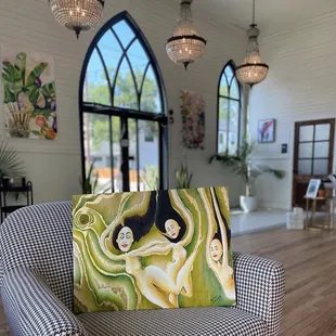 Art by local female artist all through out the space